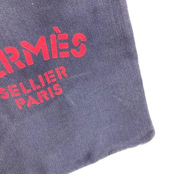 HERMES logo Aline MM Shoulder Bag ToileChevron / Leather Blue indigo Navy/Red - Picture 16 of 16